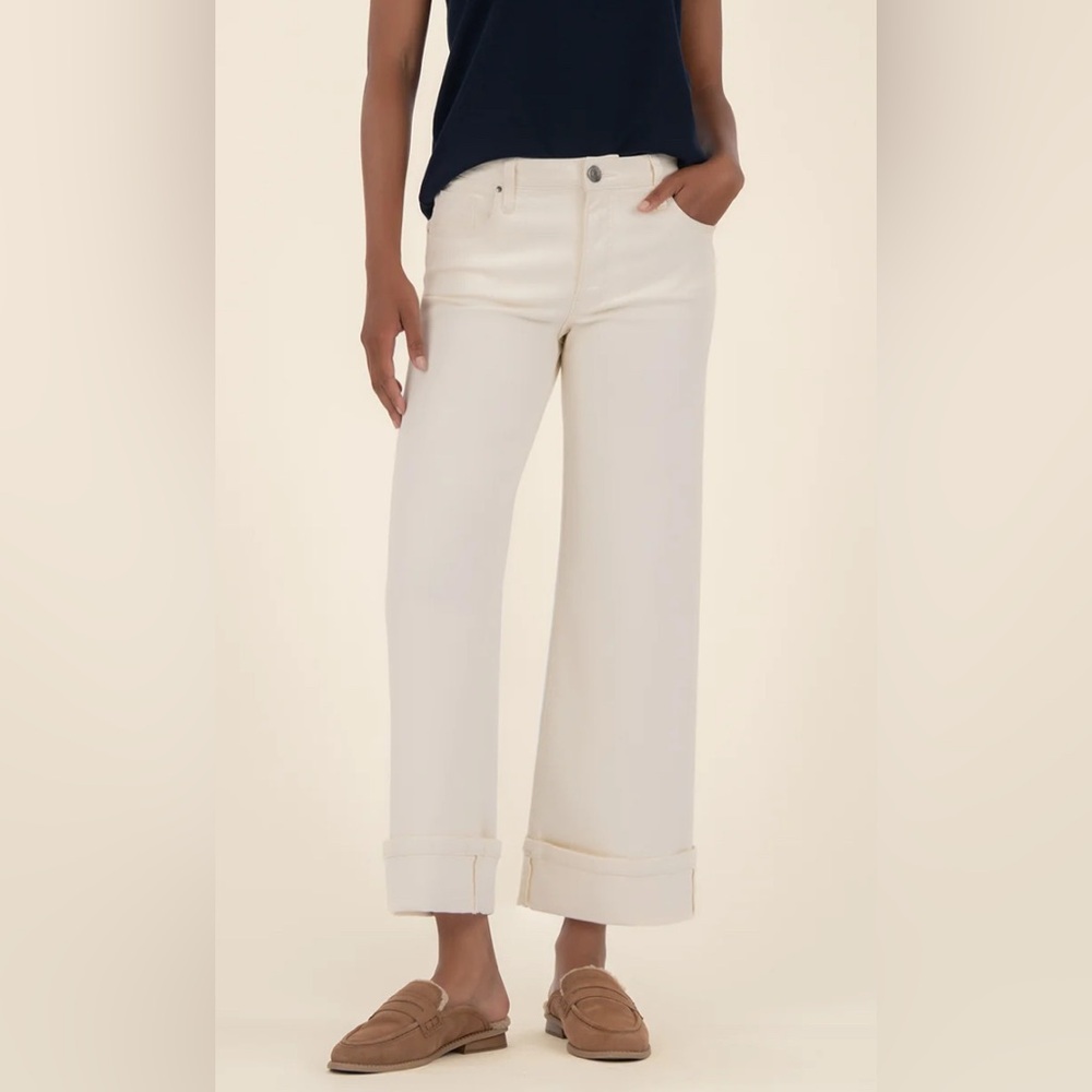 Kut From the Kloth Stylish Cream Wide-Leg Pants